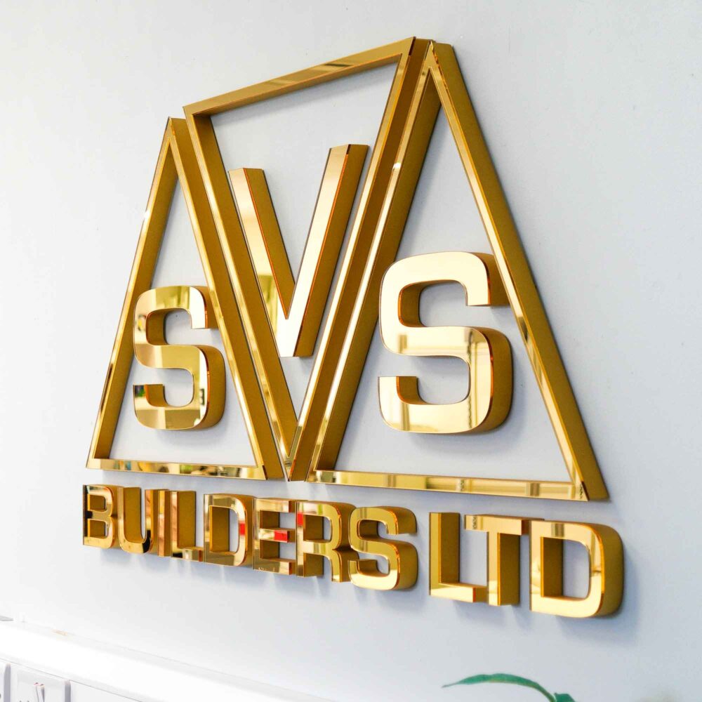 3D Mirror Gold Acrylic Faced Wall Sign – Luxurious Finish