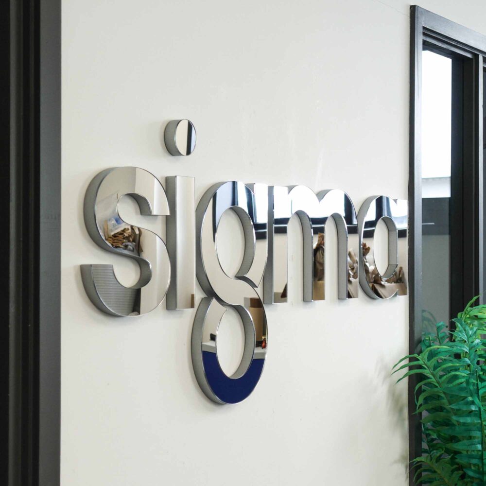 3D Sign silver mirror logo