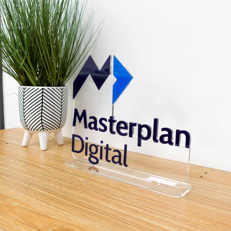 Freestanding Acrylic Desk Logo Sign