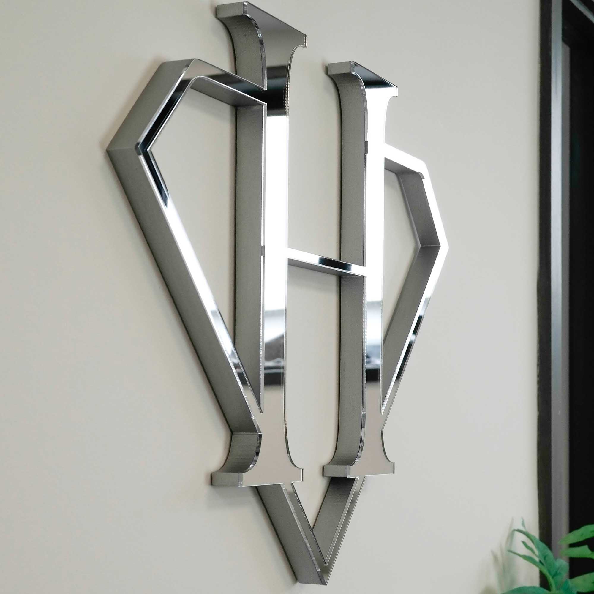 3D Mirror Silver acrylic faced sign painted sides