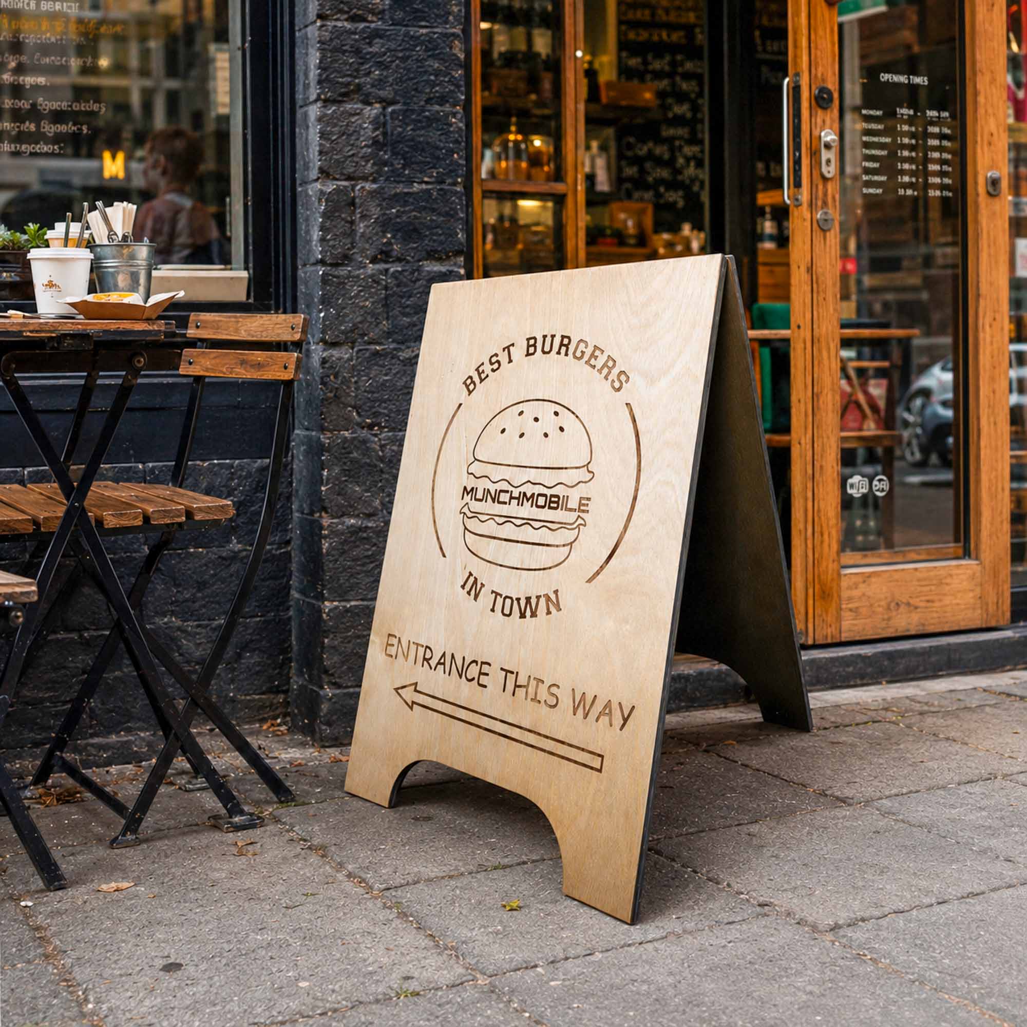 Wooden A-board for restaurants