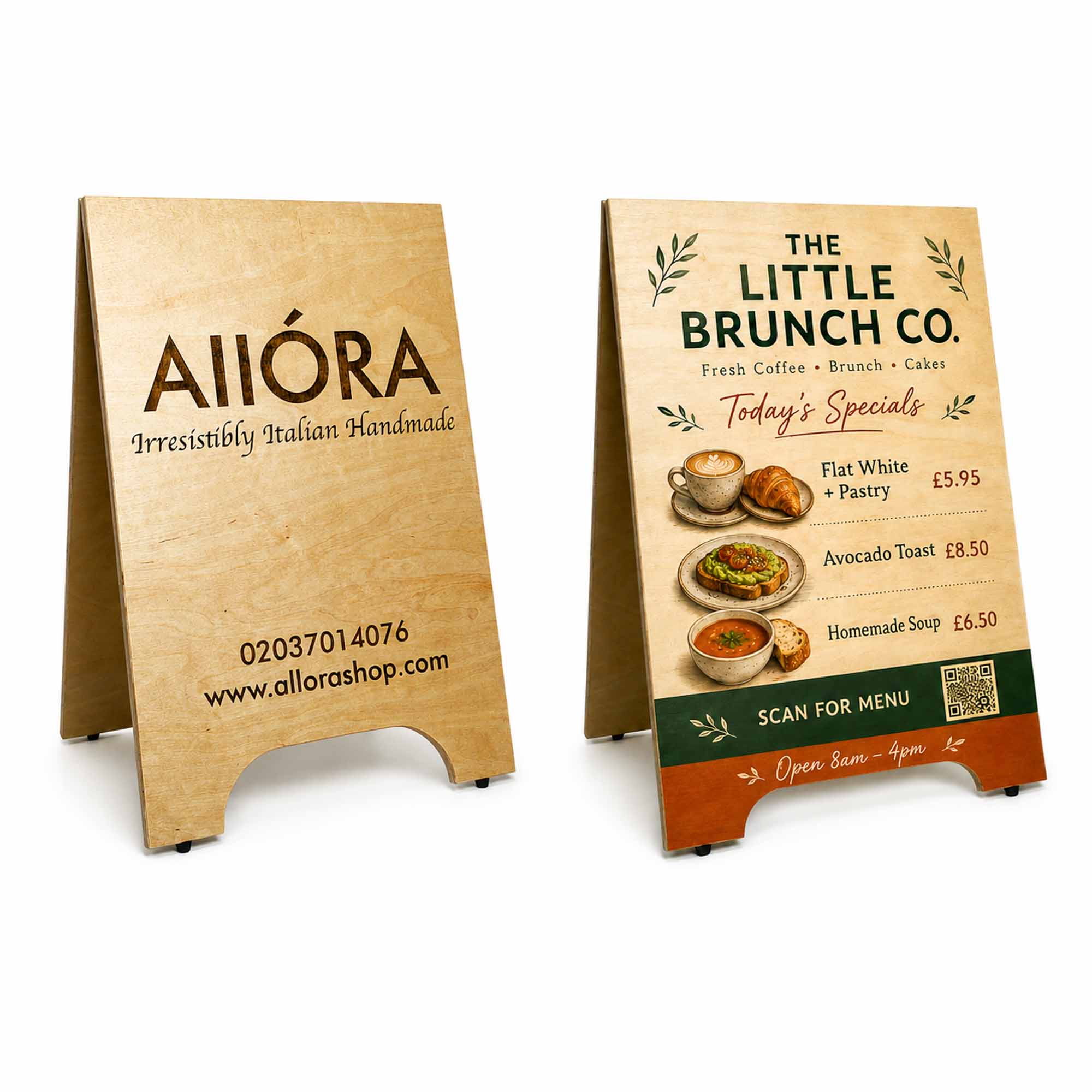 Wooden A-board laser engraved or UV Printed, 2