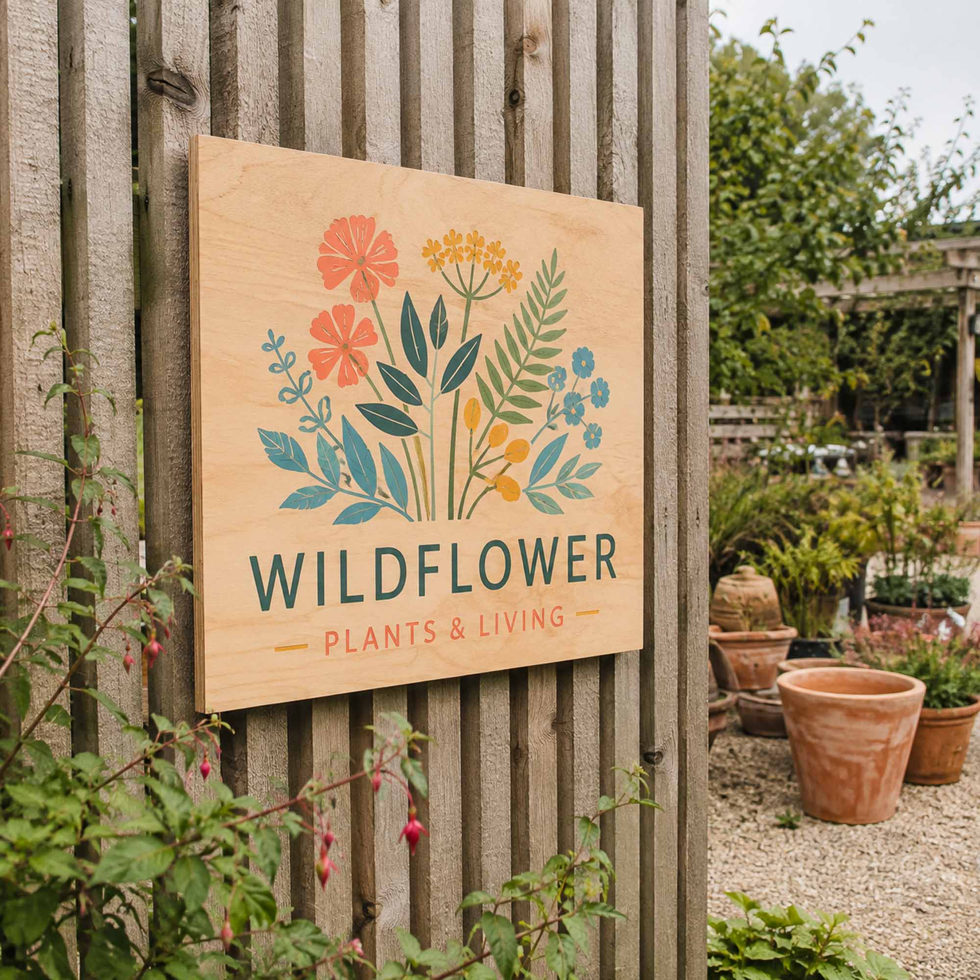 Printed wooden sign on outside building 2